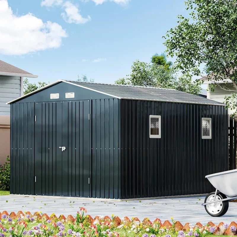 10X12X7.5 FT Steel Outdoor Storage Shed Military-Outdoors.com