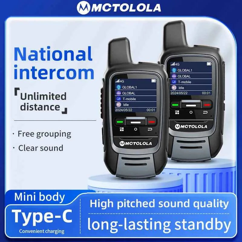 Military Outdoors Global -4G POC Walkie Talkie twin black units with color screen Type C charging