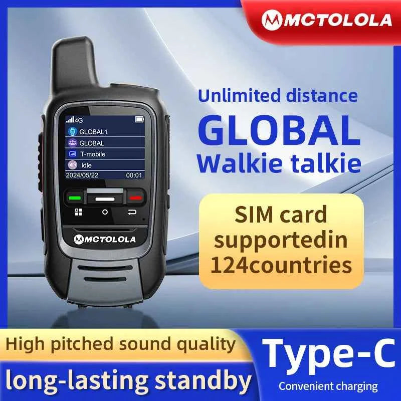Global -4G POC Walkie Talkie handheld 4G push to talk radio with color screen SIM support 124 countries