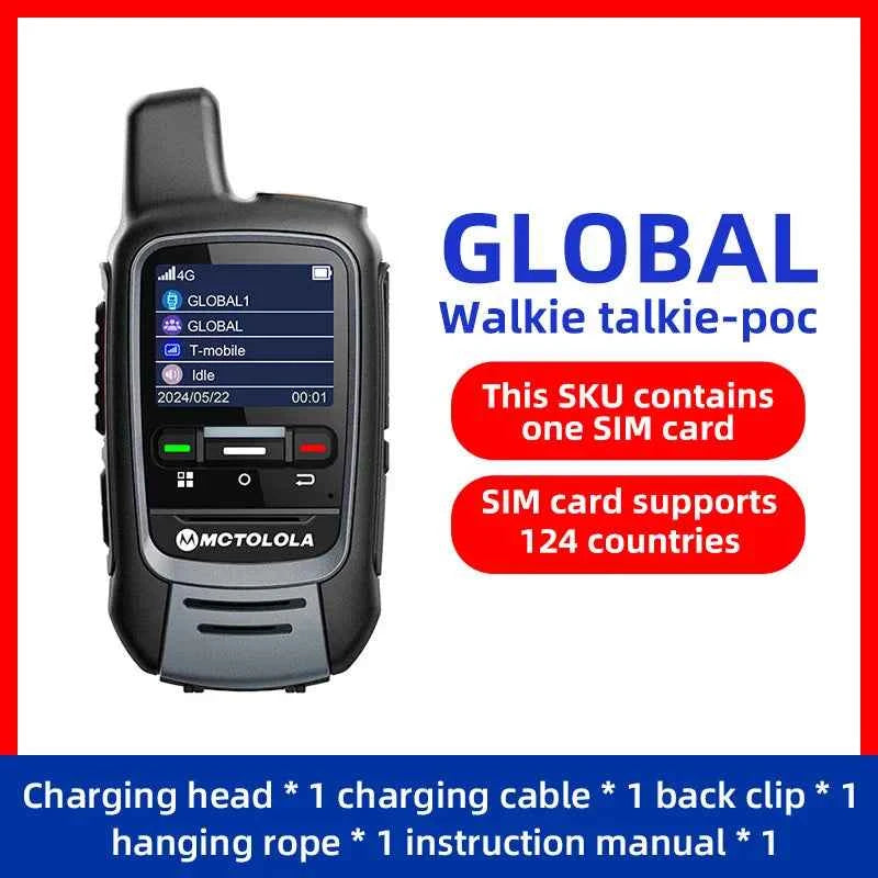 Global -4G POC Walkie Talkie rugged handheld with color screen SIM card supports 124 countries and accessories