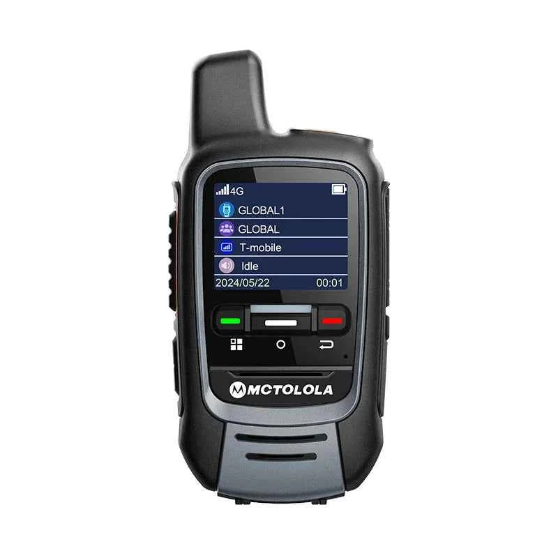 Global -4G POC Walkie Talkie rugged black handheld radio with antenna color display buttons for field communication