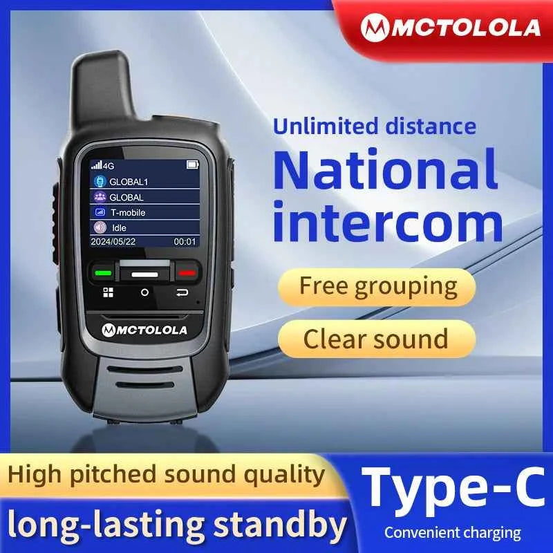 Military-Outdoors Global -4G POC Walkie Talkie handheld LTE intercom radio with screen and Type C charging