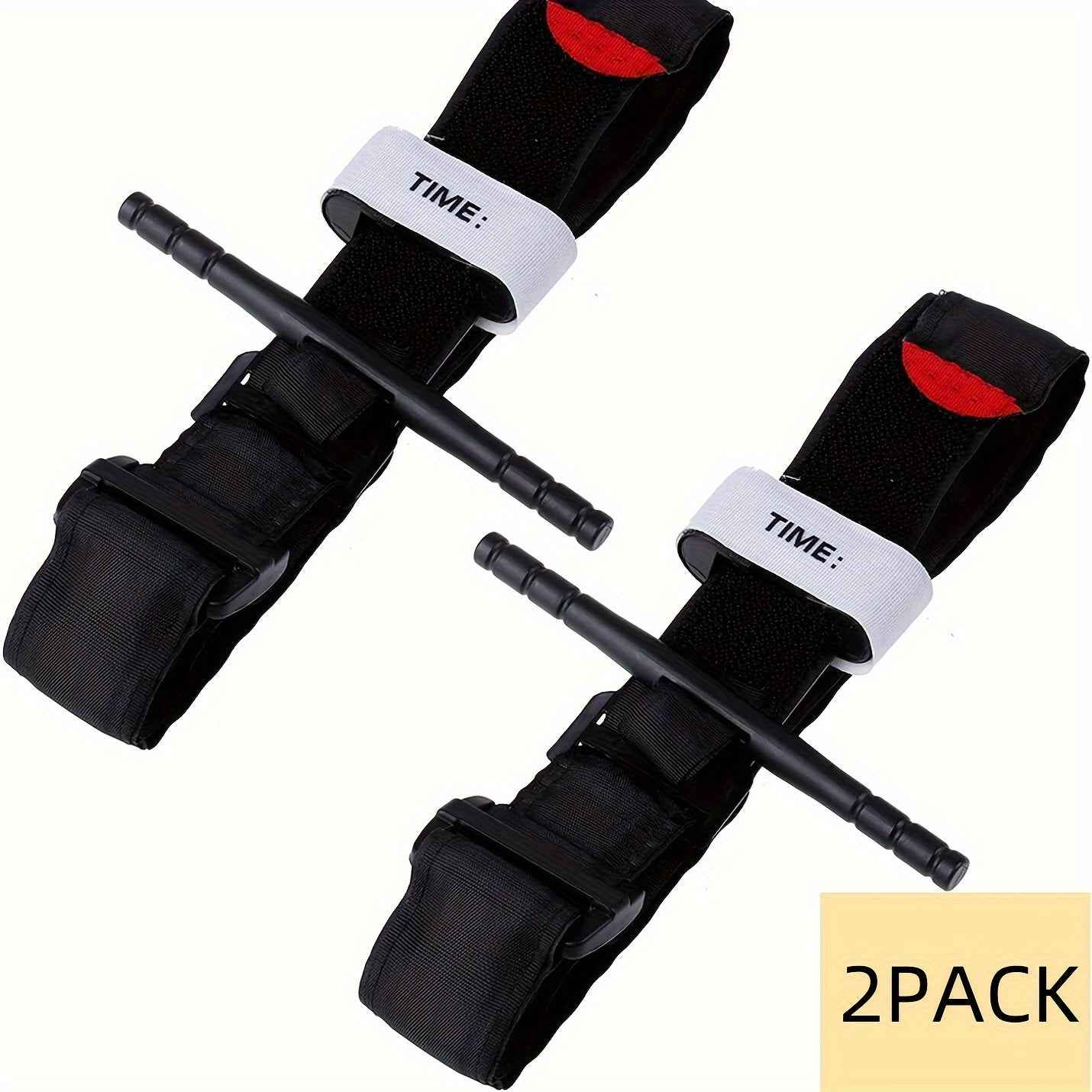 Automatic Tourniquets 2 pack black tactical T handle tourniquets with time straps for emergency bleeding control