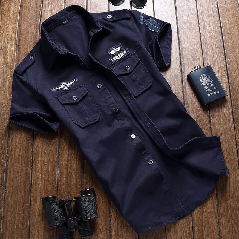 Military Casual Style Shirts by Military-Outdoors blue Military Shirt Shirt Short