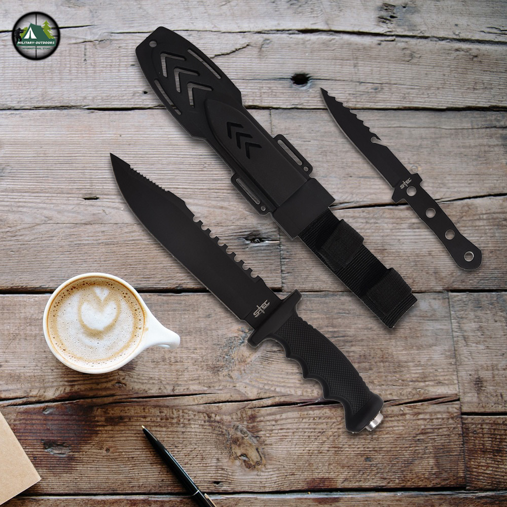 Military Outdoor Straight Knife Set for Tactical Adventures T22189BKPB Knife