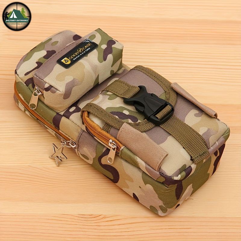 Camo zippered pencil case with multiple compartments and buckle closure from Military-Outdoors.com