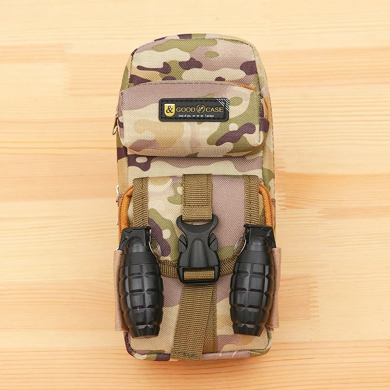 Military-Outdoors.com camo zippered pencil case with camouflage print and grenade decoration for kids