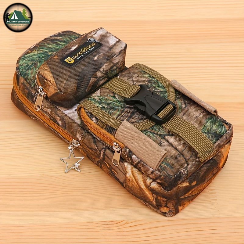 Military-Outdoors.com camo zippered pencil case with multiple compartments and buckle closure for kids