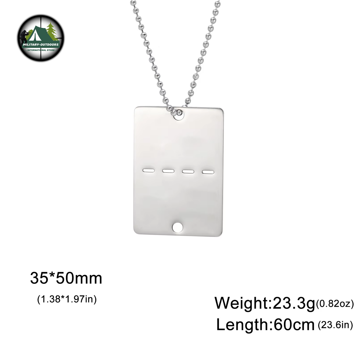 Custom Military Dog Tag Necklace by Military-Outdoors Army-2 No Engrave CHINA DogTag
