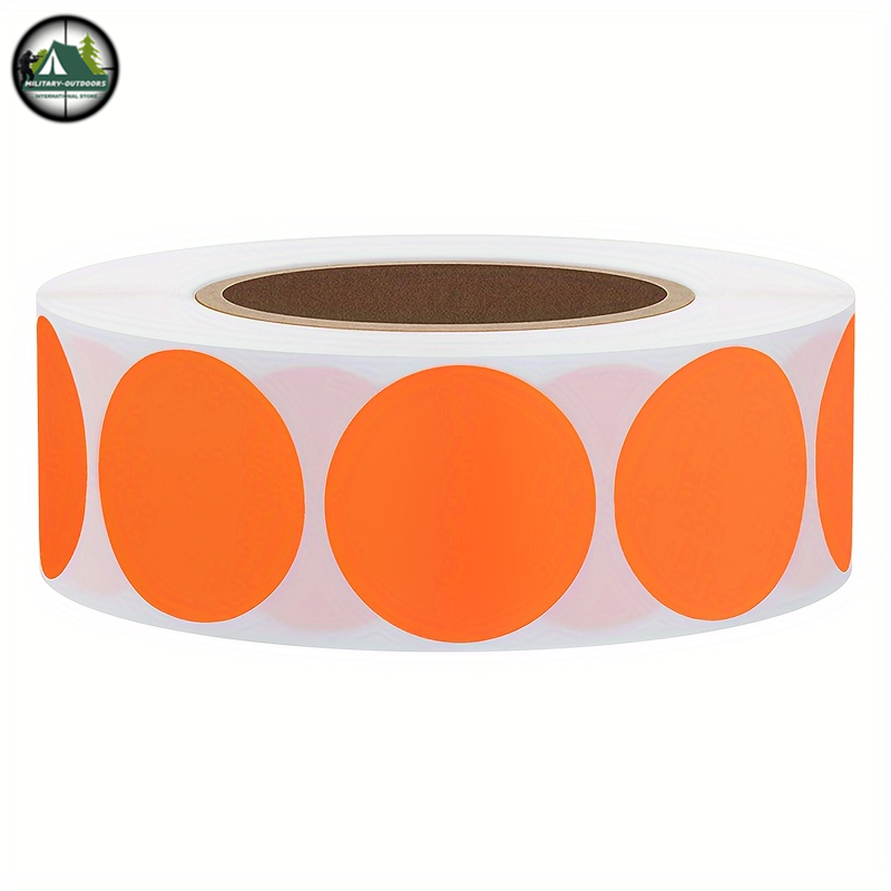 Roll of fluorescent round labels 25mm in bright orange for target marking