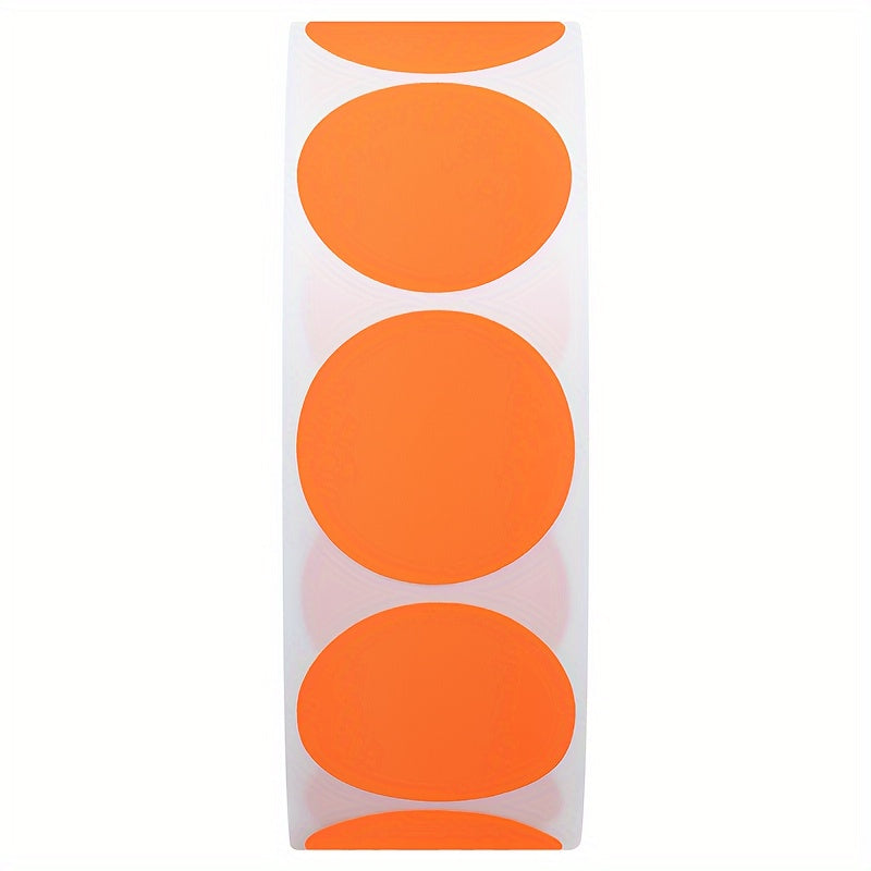 Roll of fluorescent round labels 25mm in bright orange for shooting target marking