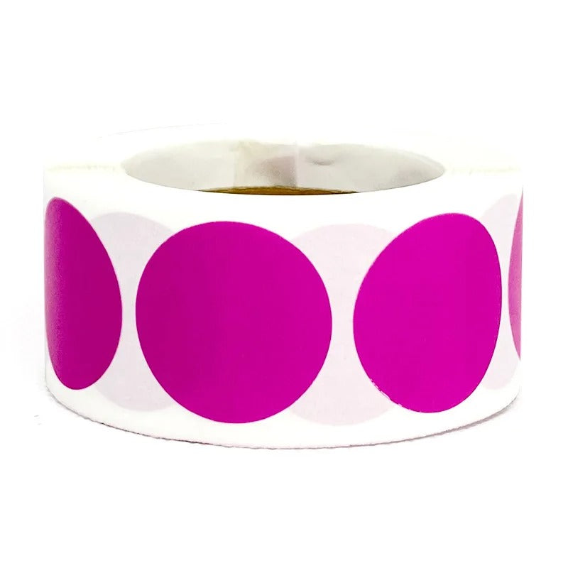 Roll of fluorescent round labels 25mm in bright pink color for shooting targets by Military-Outdoors.com