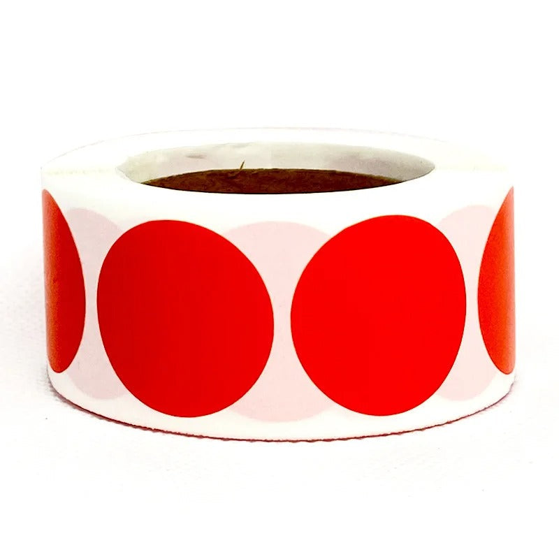 Roll of fluorescent round labels 25mm in bright red for shooting target marking from Military-Outdoors.com