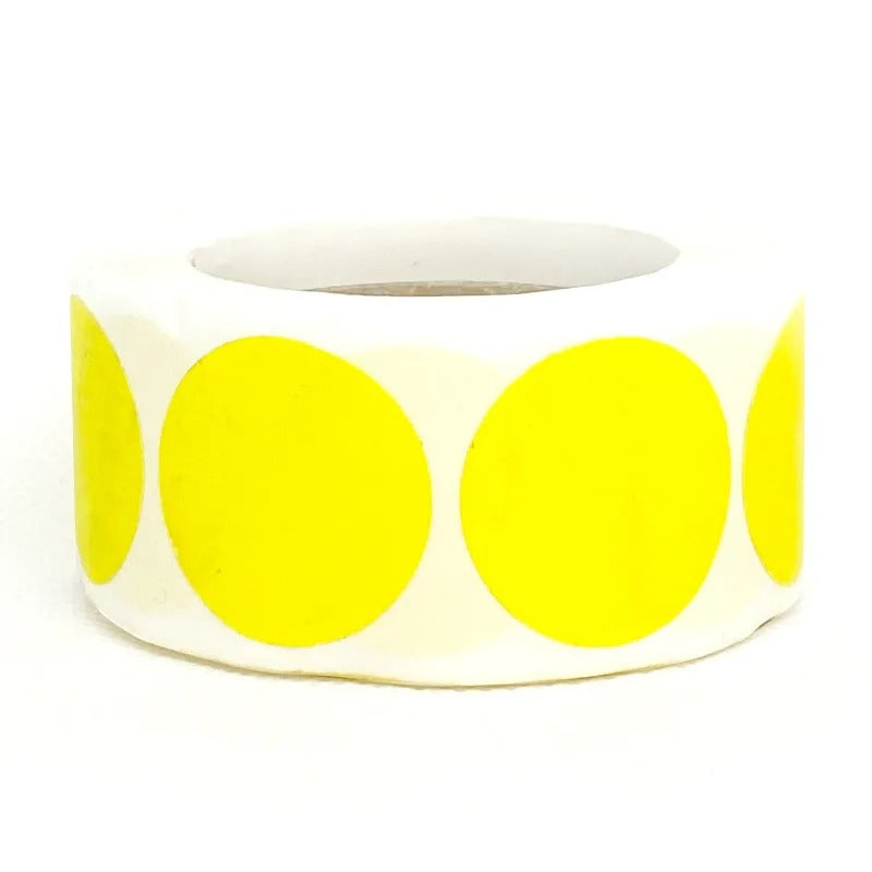 Roll of fluorescent round labels 25mm in bright yellow for shooting target marking from Military-Outdoors.com