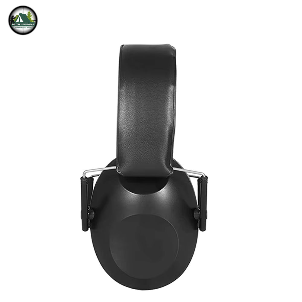Black foldable shooting earmuffs with padded headband from Military-Outdoors.com for hearing protection