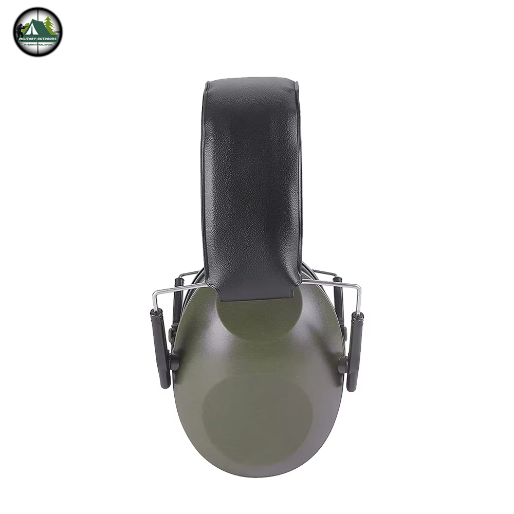Military-Outdoors.com foldable shooting earmuffs in olive green with padded black headband