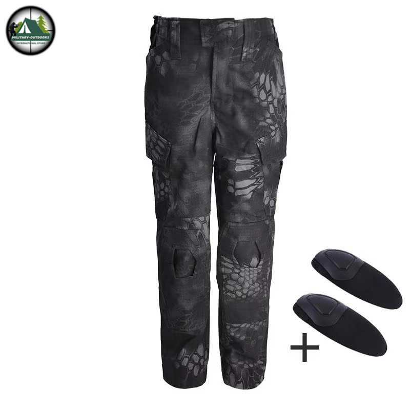 Kids US Army Tactical Military Uniform black python pants Costume