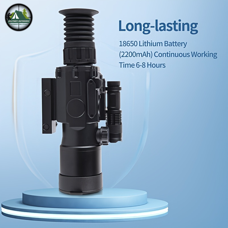 Military-Outdoors.com night vision monocular rifle scope with long-lasting 18650 lithium battery and 6-8 hours continuous use