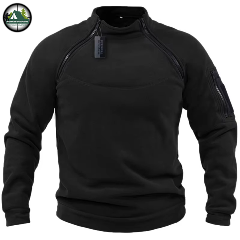 Military-Outdoors Tactical Windproof Sweater for Adventures black Sweater