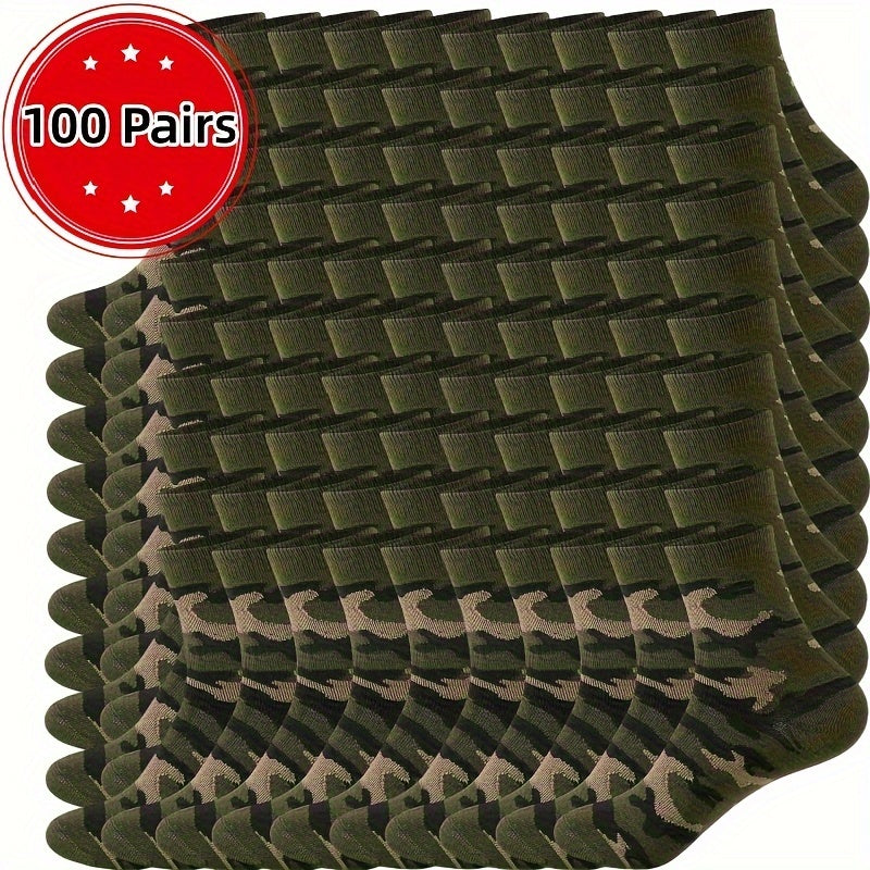 Trendy Crew Socks Pack for Outdoor Adventures 100 pairs of camouflage green One-size Socks