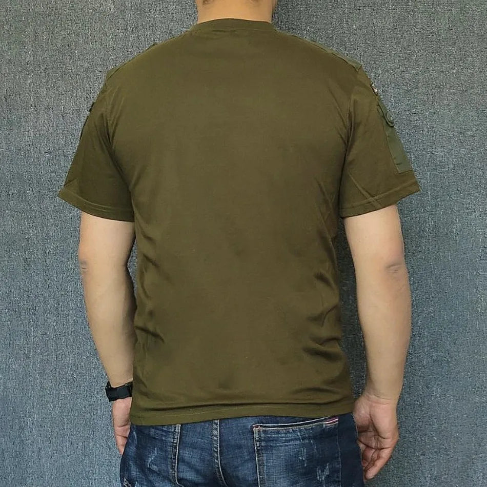US Navy combat t-shirt in olive green with short sleeves, ideal for tactical use