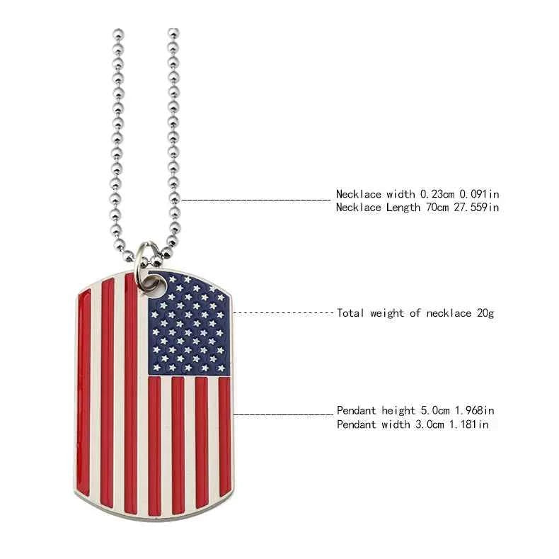 Military Style Flag Pendant Necklace - Durable Design Necklaces
