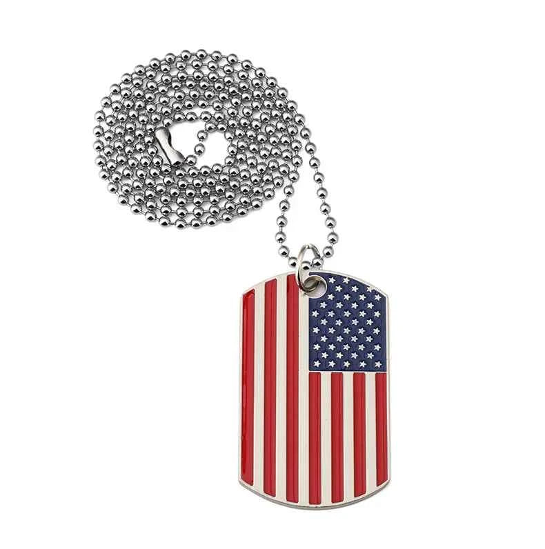 Military Style Flag Pendant Necklace - Durable Design Necklaces