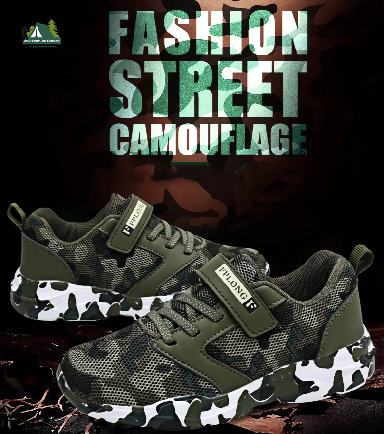Military Style Kids Sneakers - Camo Fashion Footwear Kids shoes