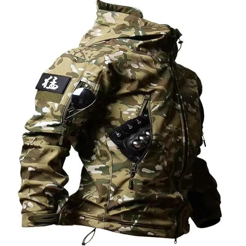 Military winter jacket in camouflage pattern with zippered pockets and arm patch from Military-Outdoors.com