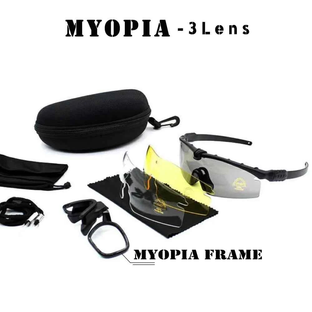Protection Military Shooting Glasses MYOPIA 3LENS Sunglasses