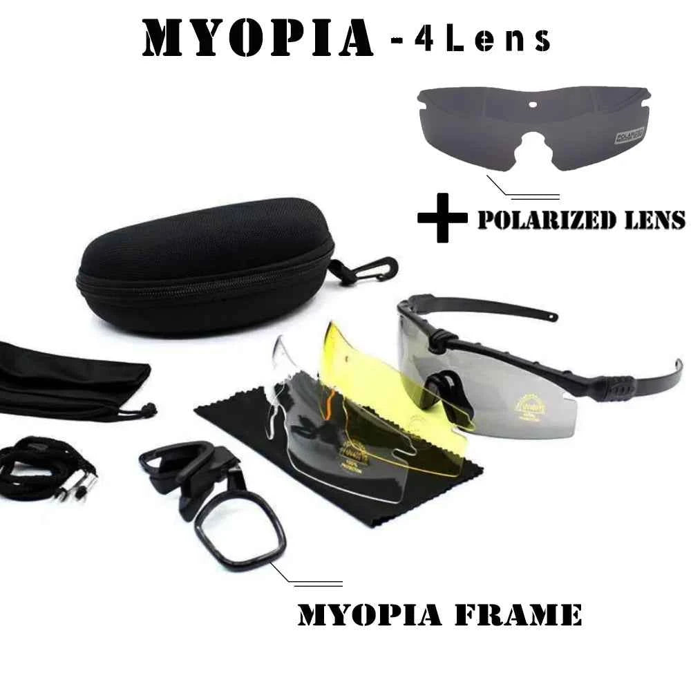 Protection Military Shooting Glasses MYOPIA 4LENS Sunglasses