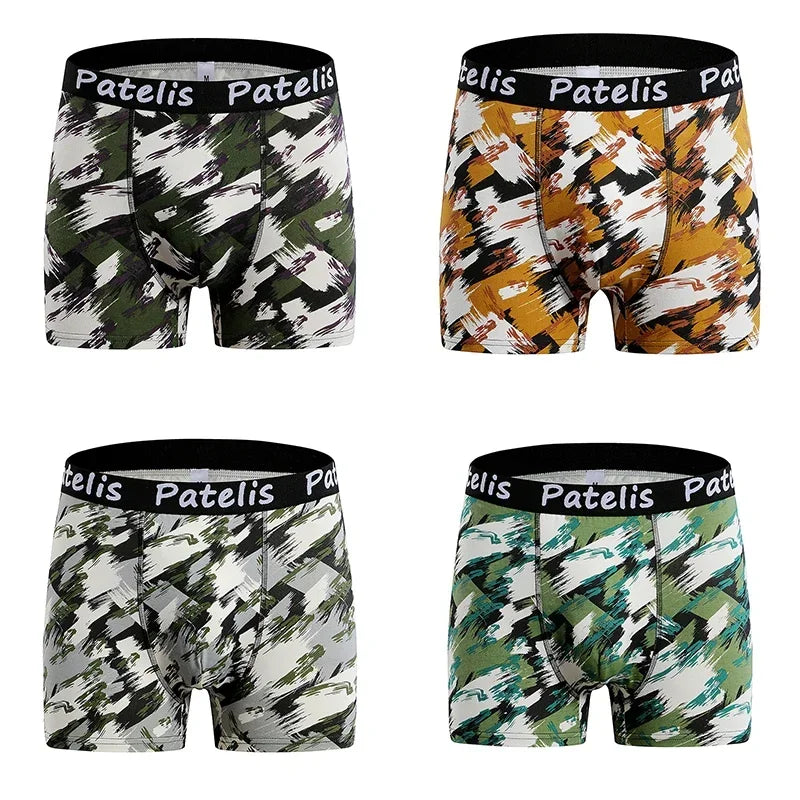 Plus Size Mens Boxers 110-210kg for Comfort 4pcs-4color Underwear