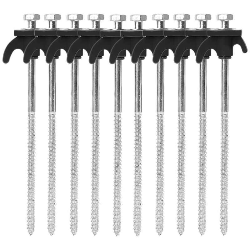 Military-Outdoors Screw Anchor Tent Stakes - 2-10 Pcs Pack Black - 10pcs Hammer