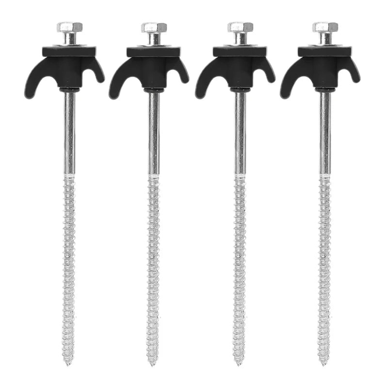 Military-Outdoors Screw Anchor Tent Stakes - 2-10 Pcs Pack Black - 4pcs Hammer