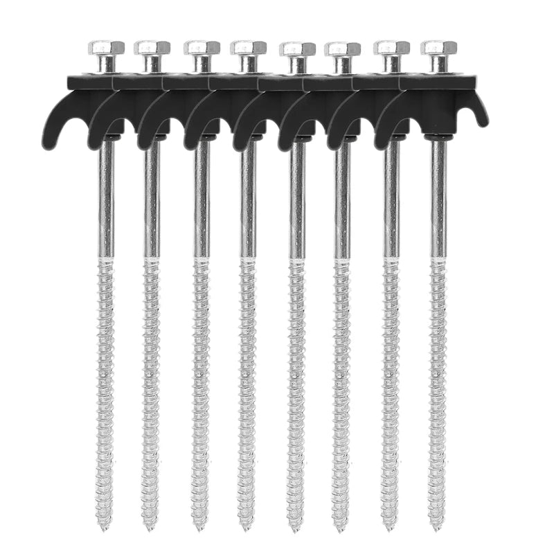 Military-Outdoors Screw Anchor Tent Stakes - 2-10 Pcs Pack Black - 8pcs Hammer