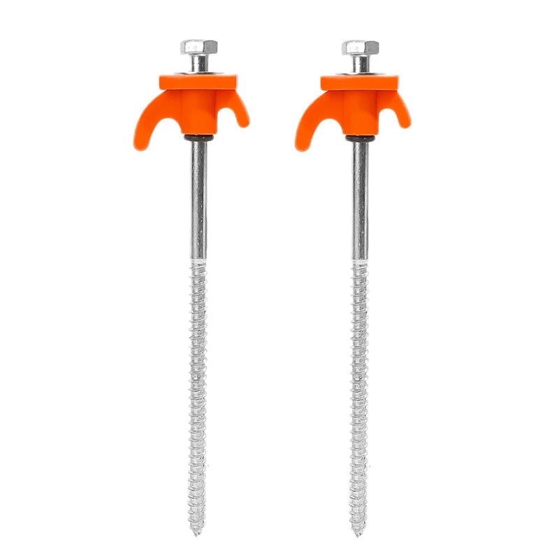 Military-Outdoors Screw Anchor Tent Stakes - 2-10 Pcs Pack Orange - 2pcs Hammer