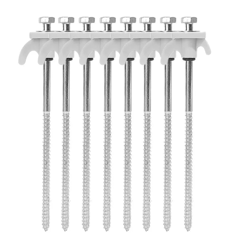 Military-Outdoors Screw Anchor Tent Stakes - 2-10 Pcs Pack White - 8pcs Hammer