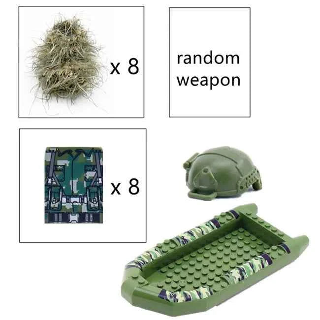 6pcs Army Special Forces Soldier Figure Toys 97-ghillie- boat Toys