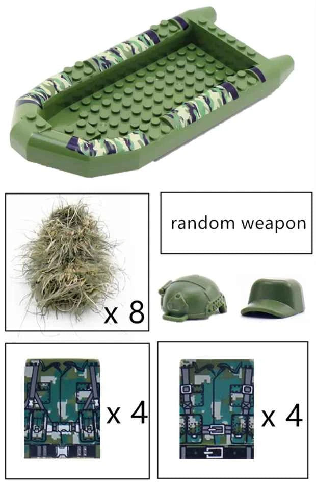 6pcs Army Special Forces Soldier Figure Toys 97-99-ghillie- boat Toys