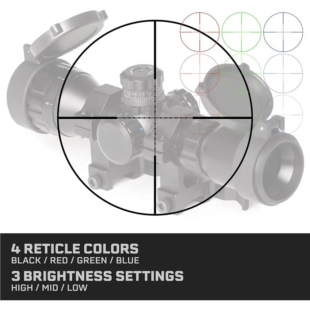 3-9x32 rifle scope sniper optic with illuminated multi color reticle and three brightness settings