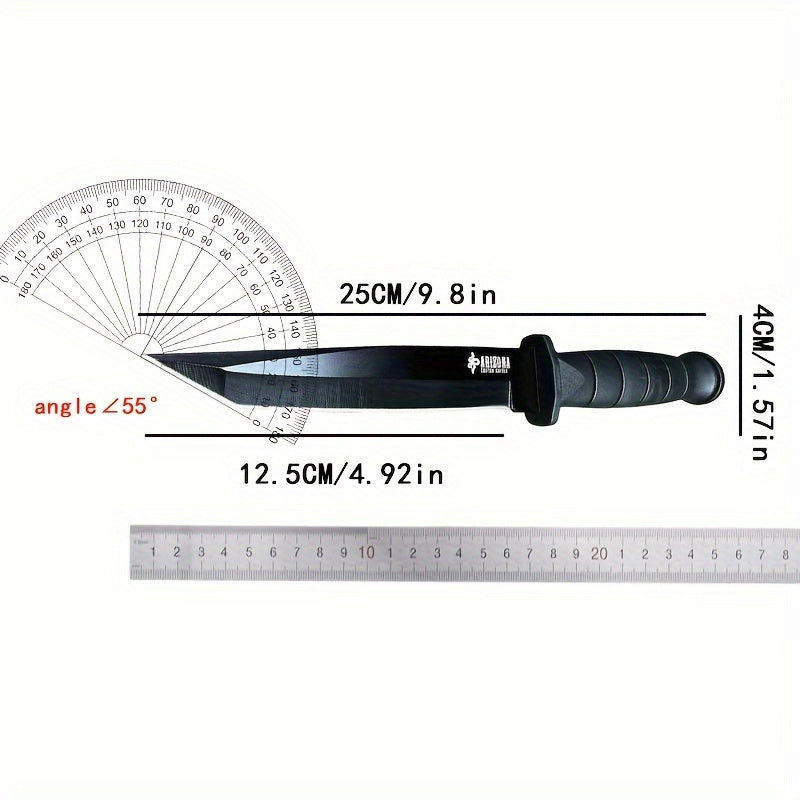 Stainless steel army knife with black handle measuring 9.8 inches blade length from Military-Outdoors.com