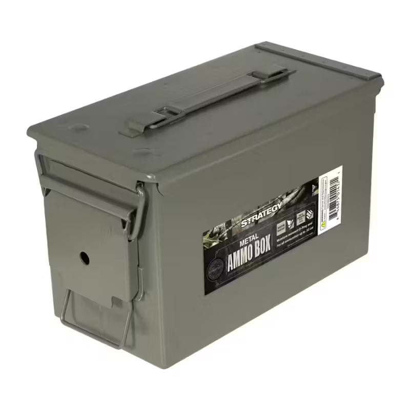 Military Outdoors olive drab ammo can metal storage box with lock heavy duty steel construction and handle