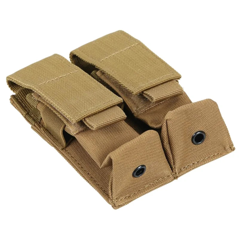 Military-Outdoors.com tactical tan 9mm magazine holder pouch with secure flap closures
