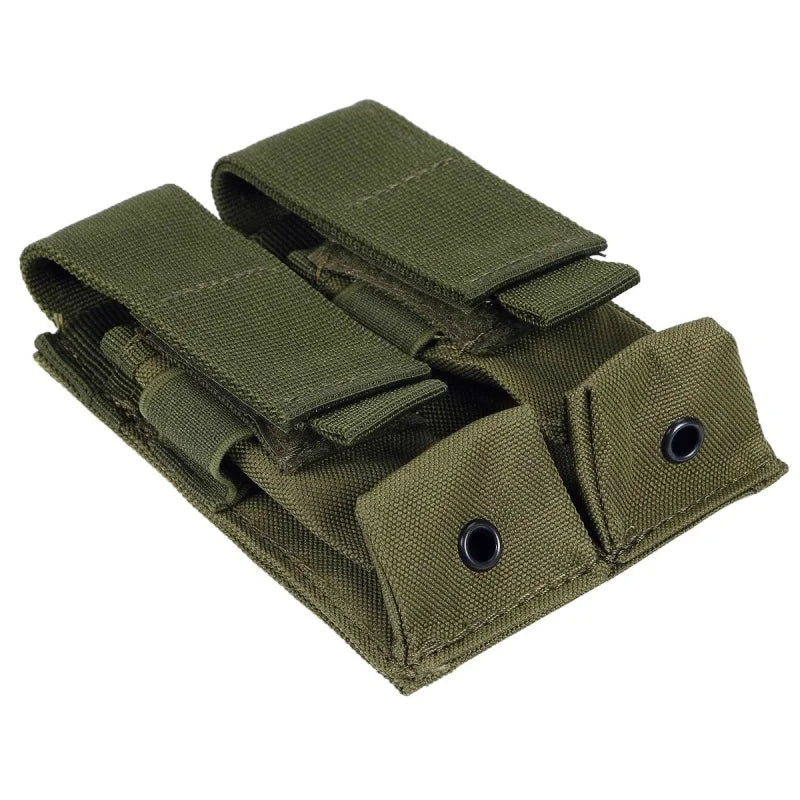 Military green 9mm magazine holder pouch with secure flap closures from Military-Outdoors.com