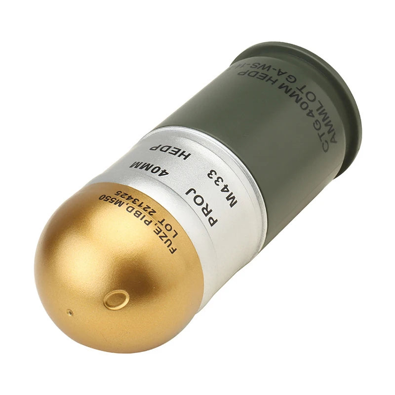 Military Outdoors replica 40mm training round with olive body gold tip Dummy Grenade Model for display
