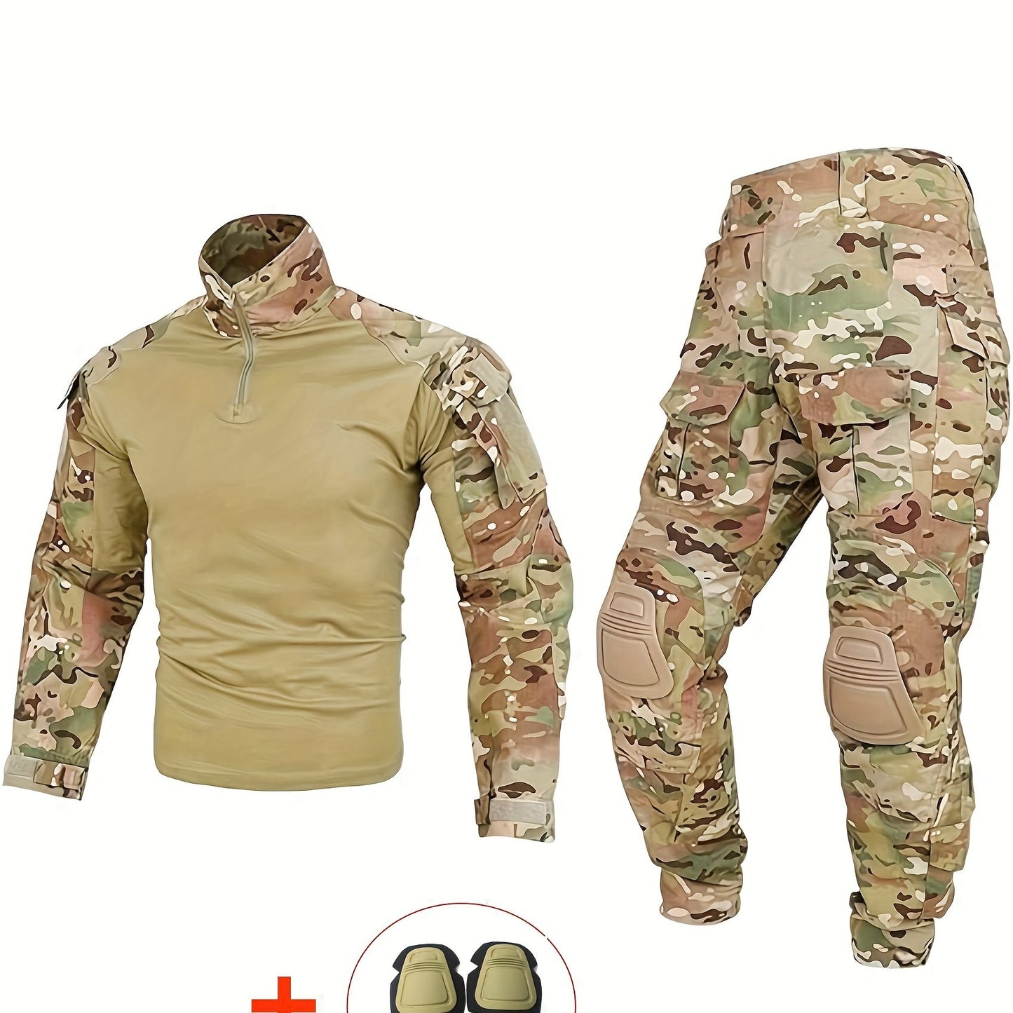 Military-Outdoors Tactical Suit with Knee Pads MC Camouflage Suit