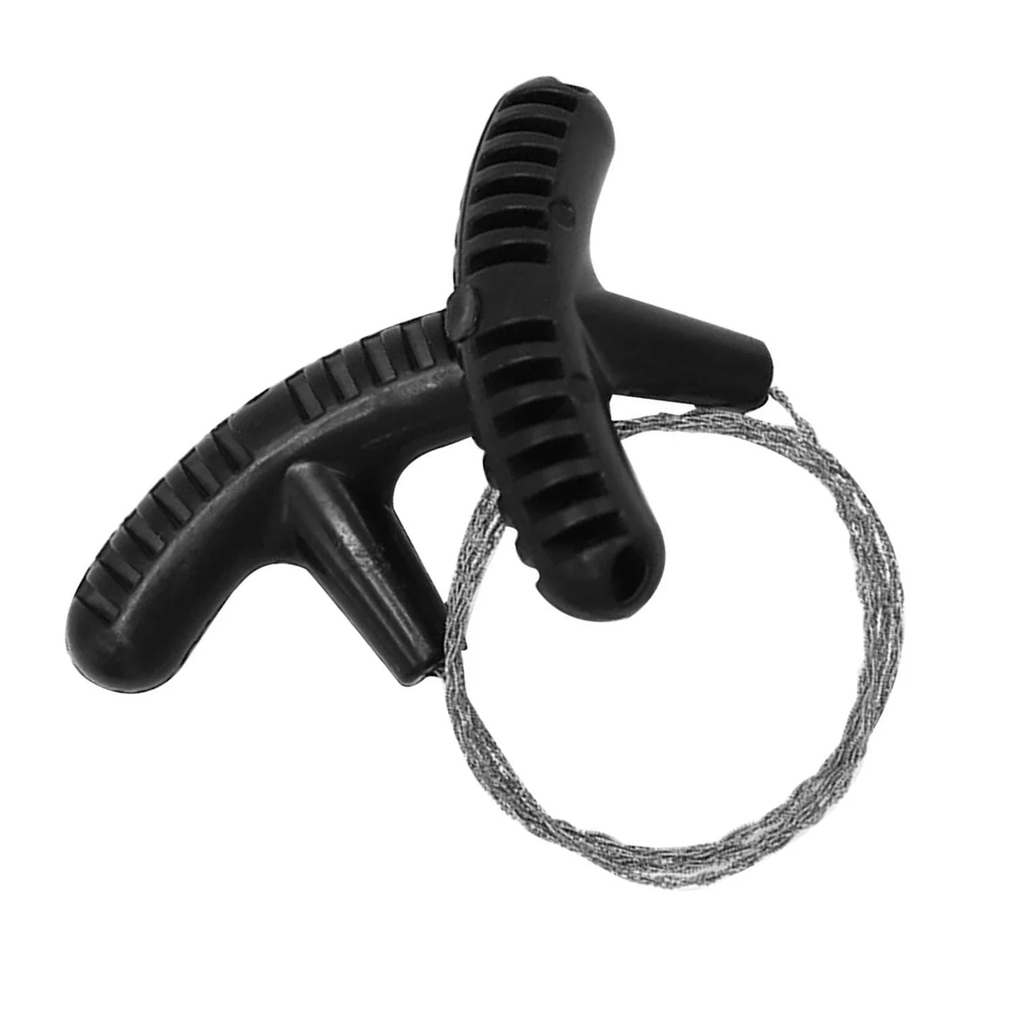 Ultimate pocket chainsaw with black ergonomic handles and flexible steel chain for outdoor cutting