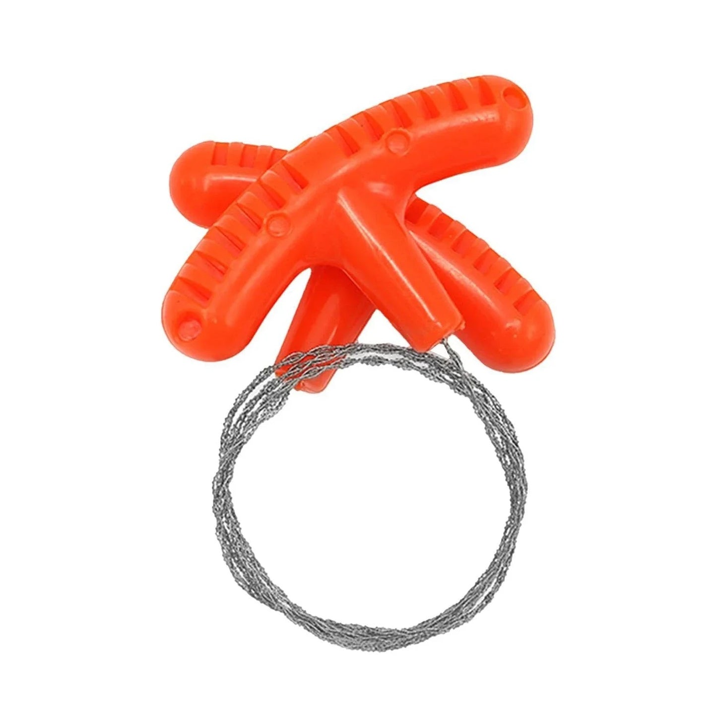 Ultimate pocket chainsaw with bright orange ergonomic handles and flexible steel chain for outdoor use