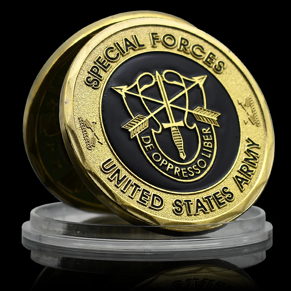 US Special Forces coin featuring the Special Forces emblem and United States Army engraving