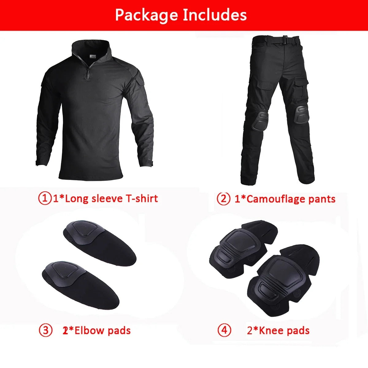 Military-Outdoors Tactical Suit with Protective Pads